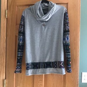 Cowl neck tunic with Aztec print